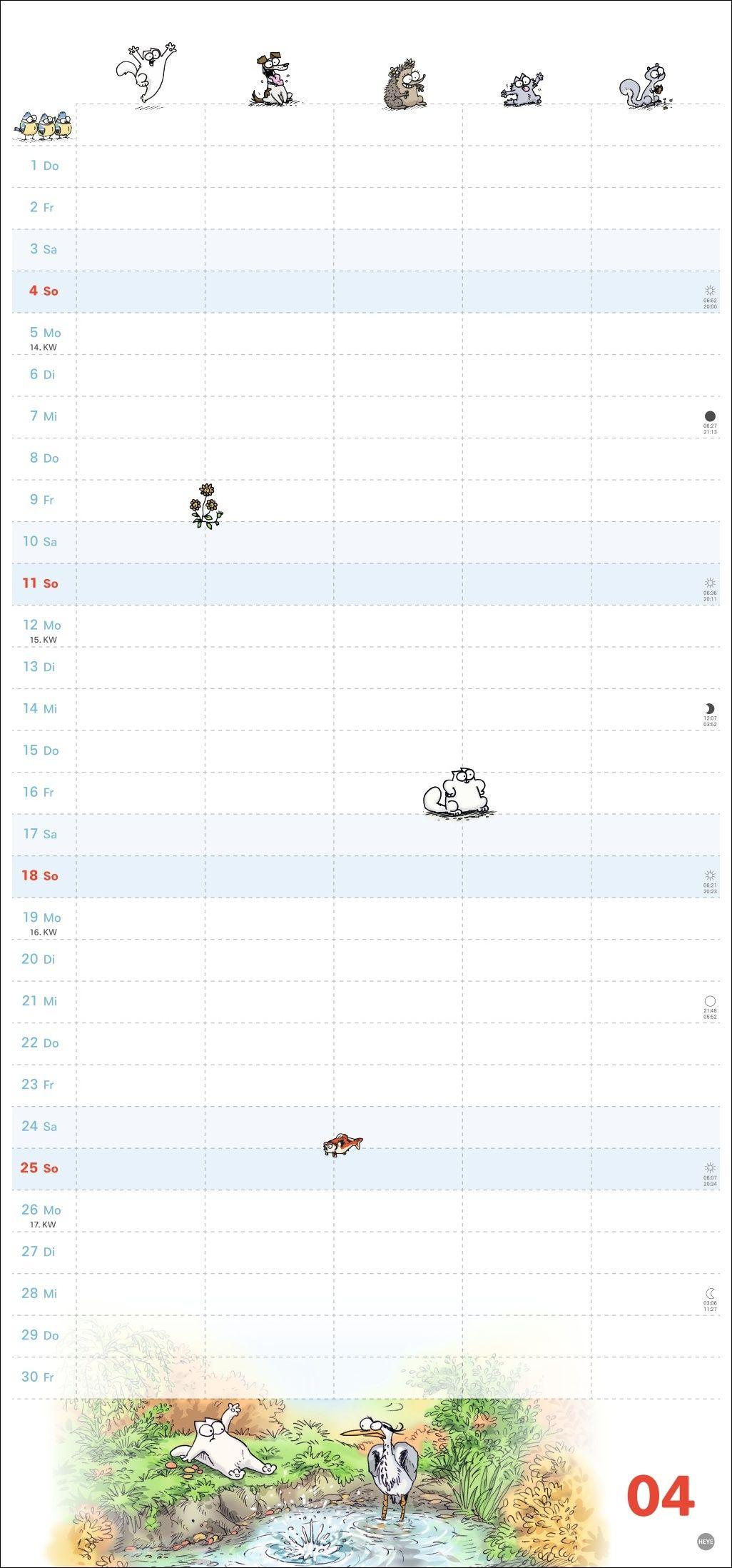 Beispielinhalt (Bild) Simons Katze Familienplaner 2027