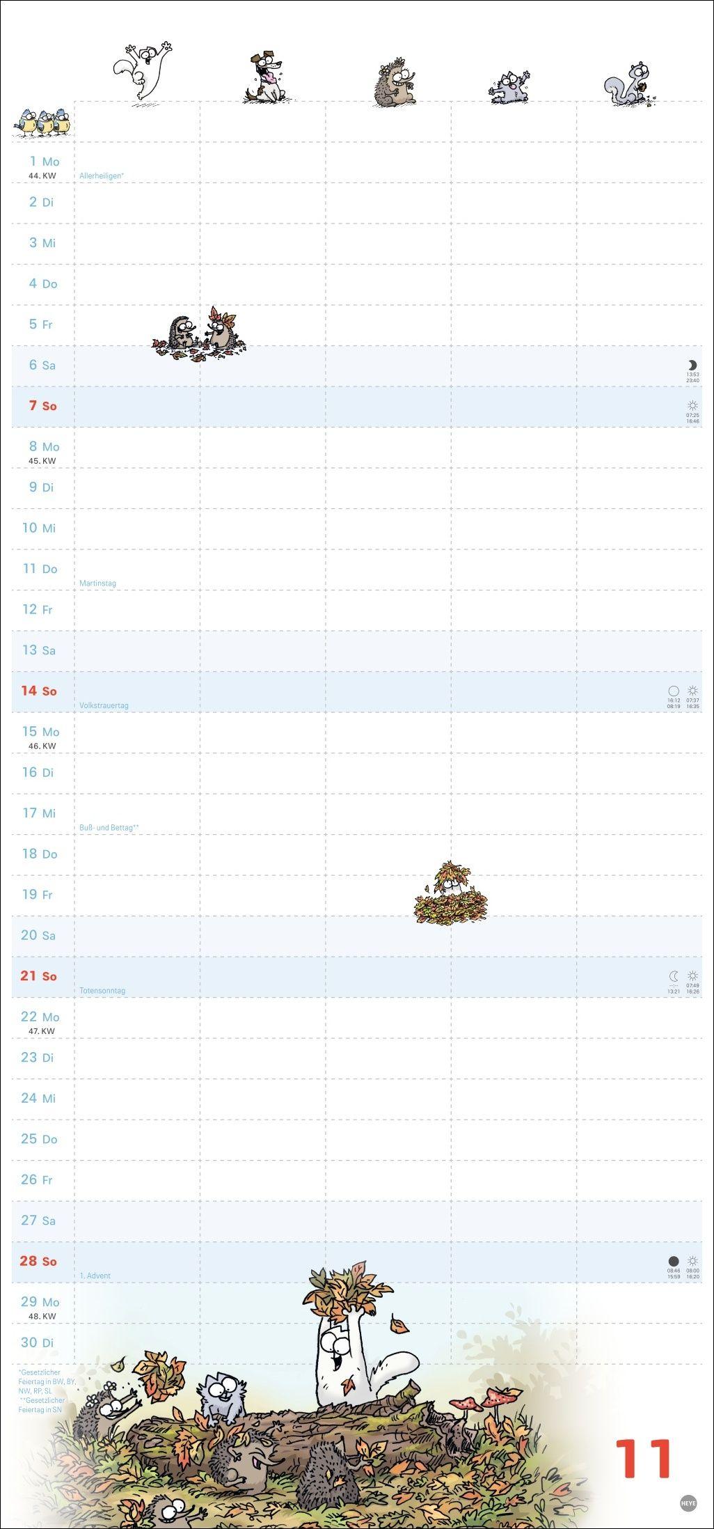 Beispielinhalt (Bild) Simons Katze Familienplaner 2027