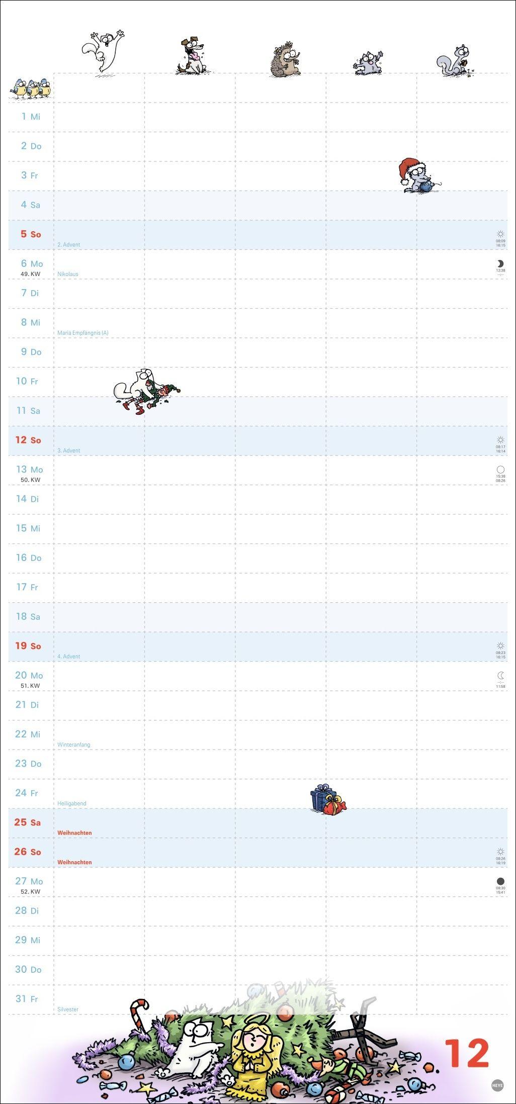 Beispielinhalt (Bild) Simons Katze Familienplaner 2027
