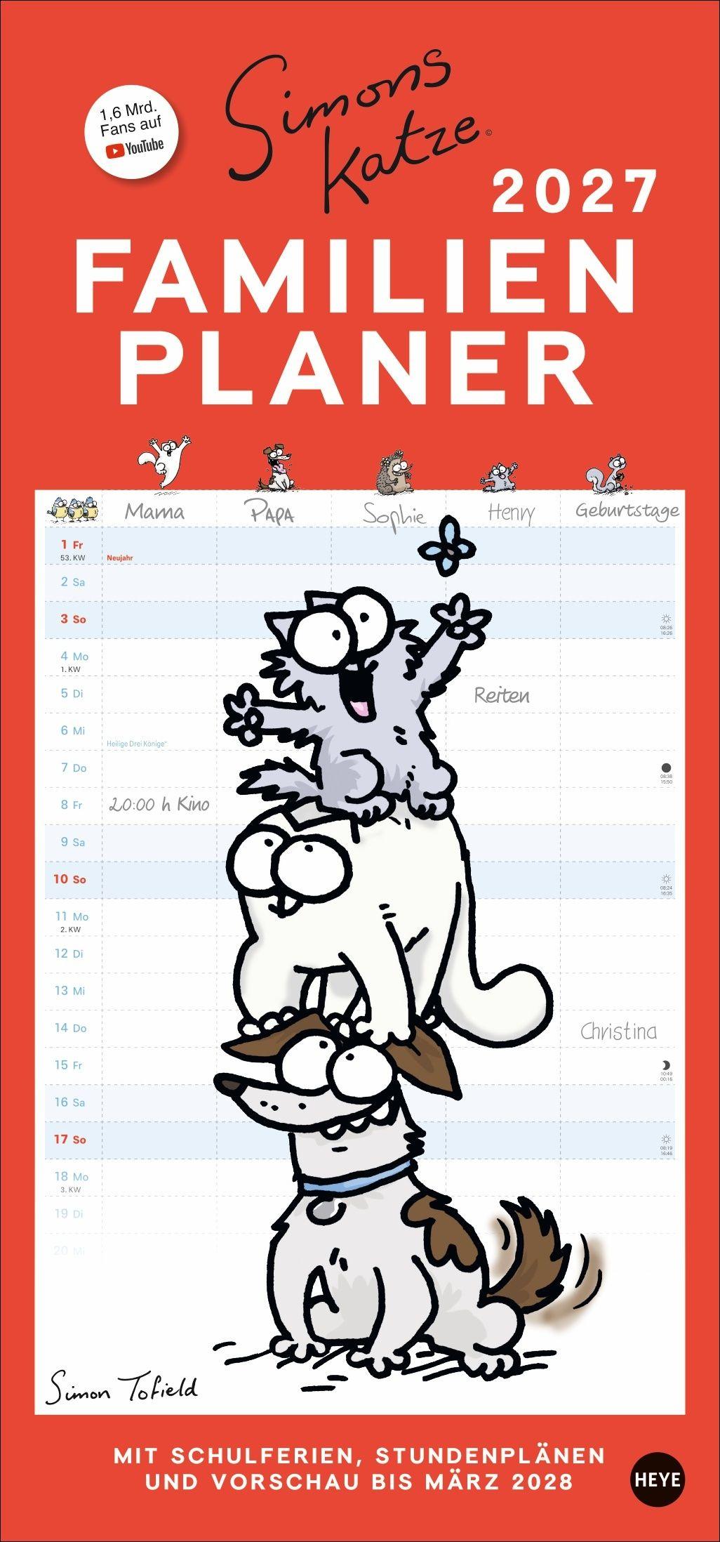 Vorderes Coverbild Simons Katze Familienplaner 2027