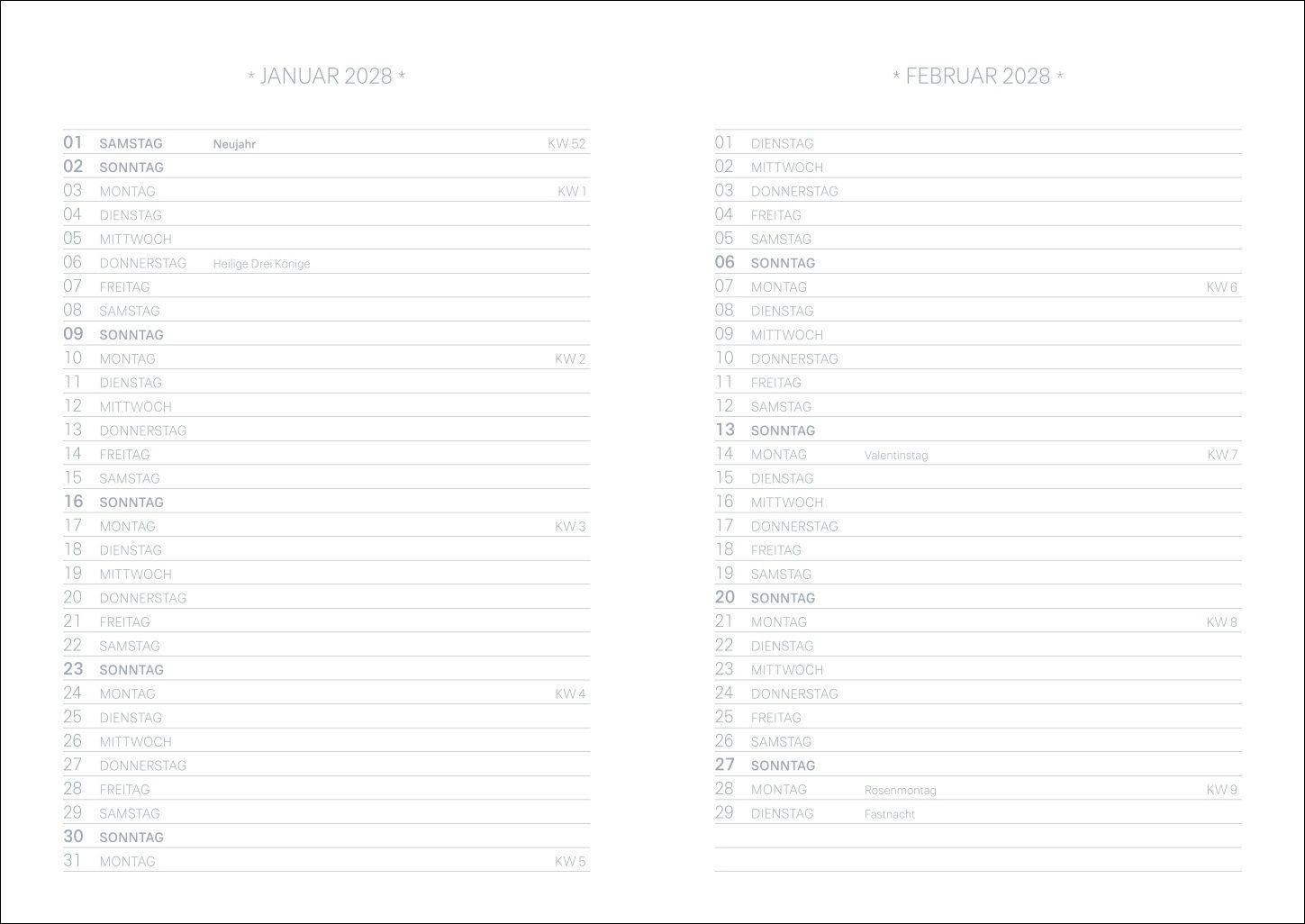 Beispielinhalt (Bild) Design Diary Frida 2027