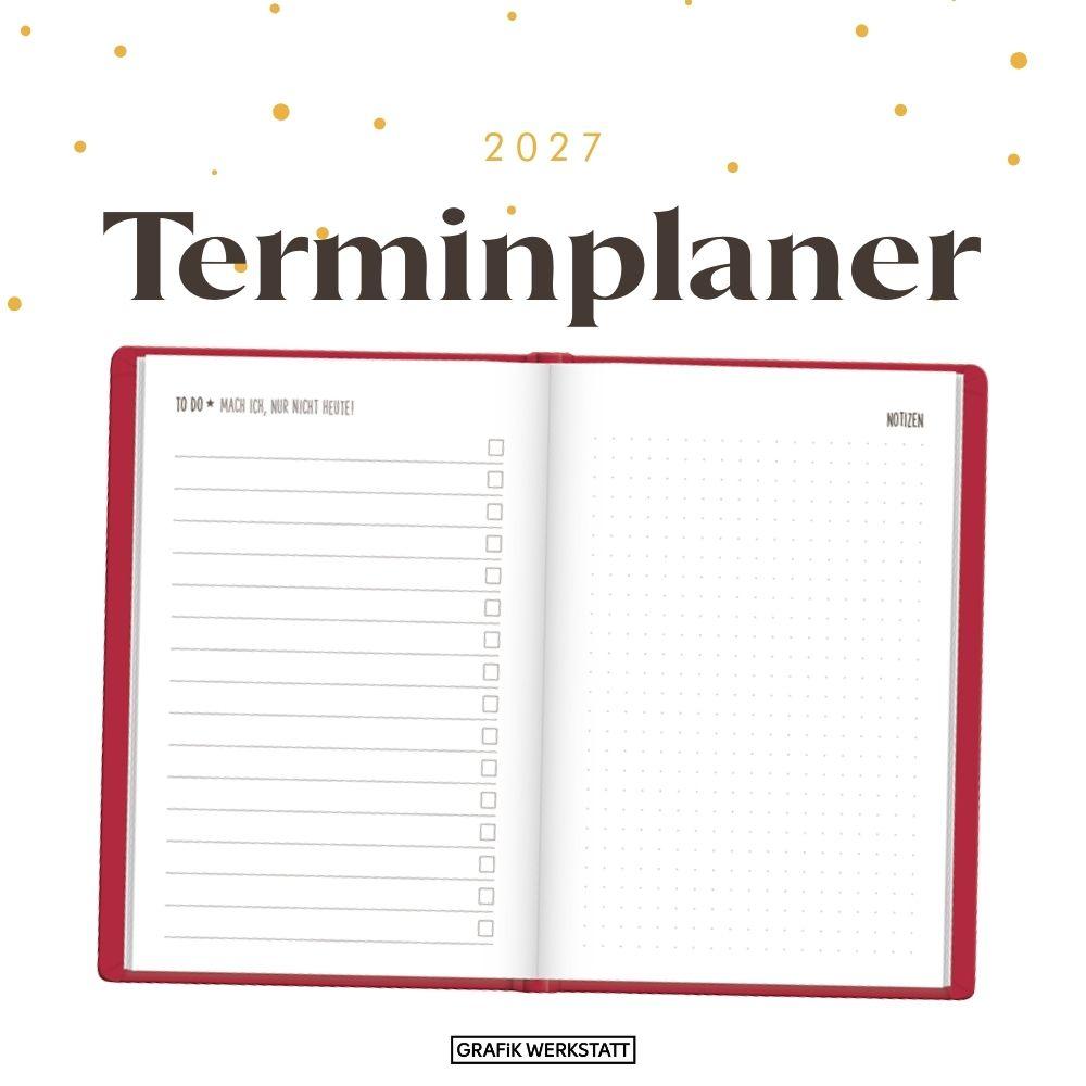 Beispielinhalt (Bild) Terminplaner Lederlook 2027 Rot