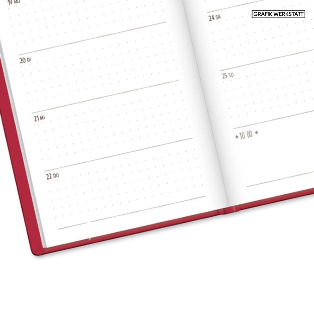 Beispielinhalt (Bild) Terminplaner Lederlook 2027 Rot
