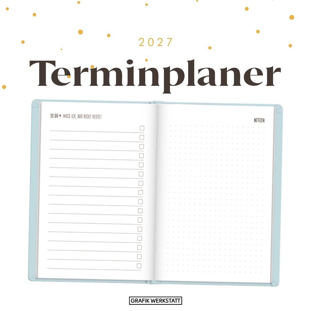 Beispielinhalt (Bild) Terminplaner Lederlook 2027 Hellblau