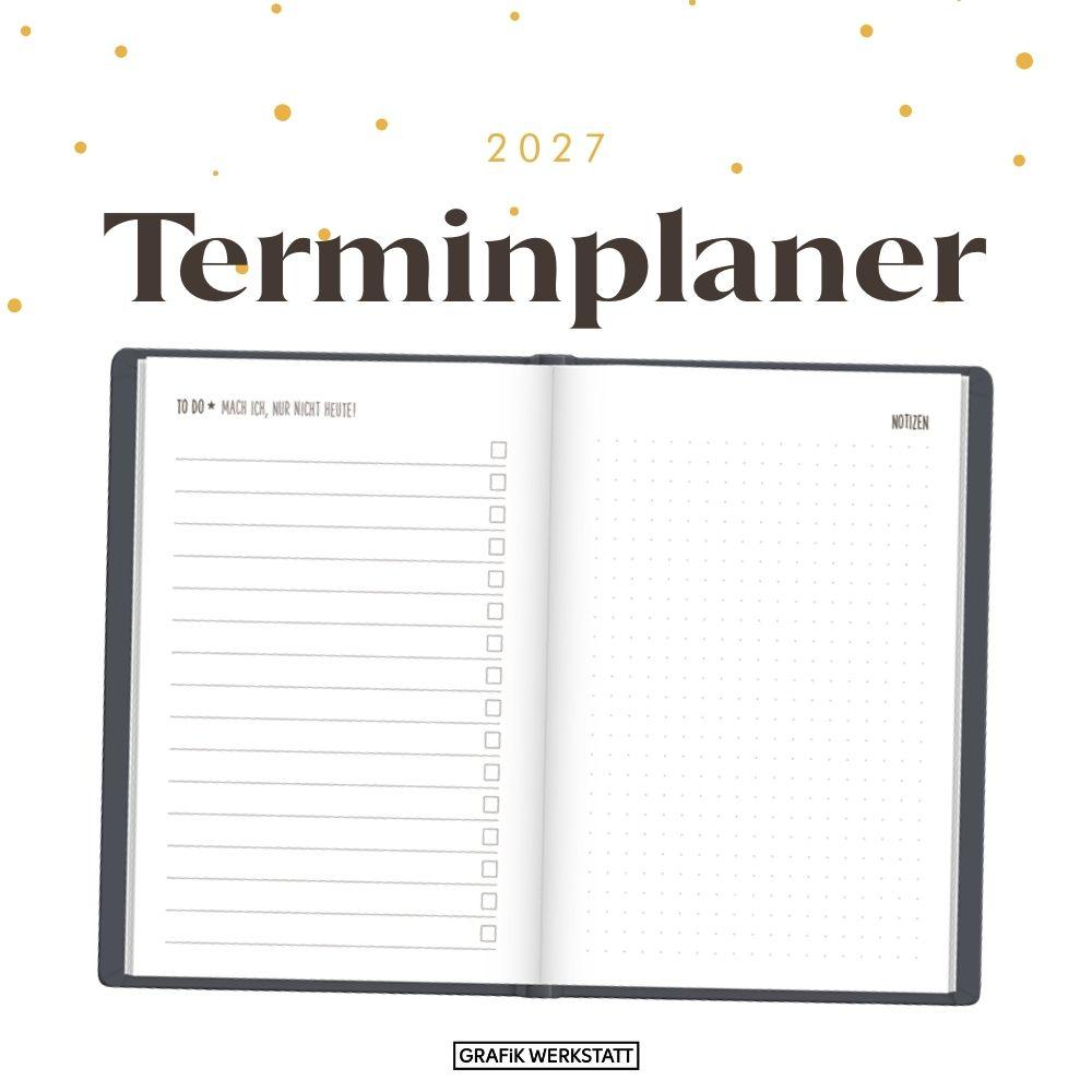 Beispielinhalt (Bild) Terminplaner Lederlook 2027 Schwarz
