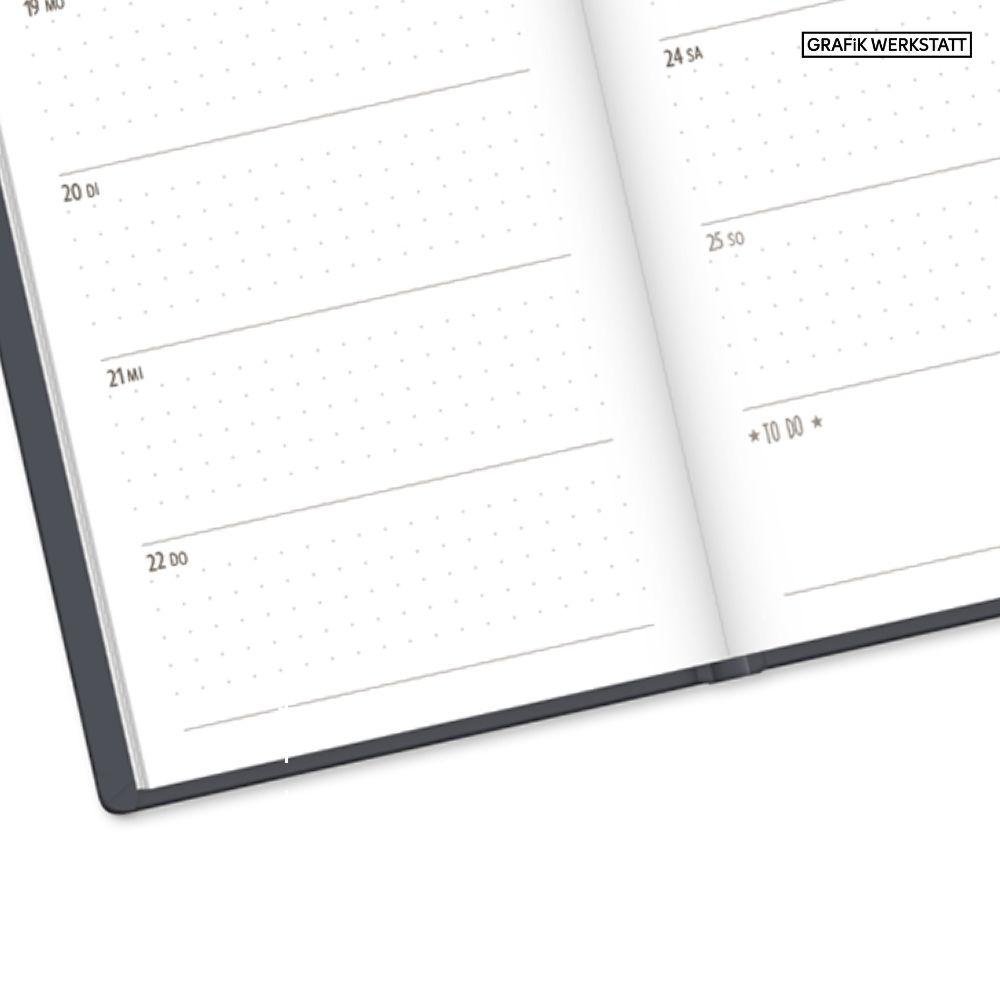 Beispielinhalt (Bild) Terminplaner Lederlook 2027 Schwarz