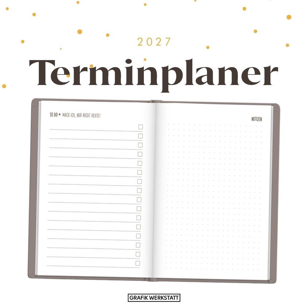Beispielinhalt (Bild) Terminplaner Lederlook 2027 Taupe