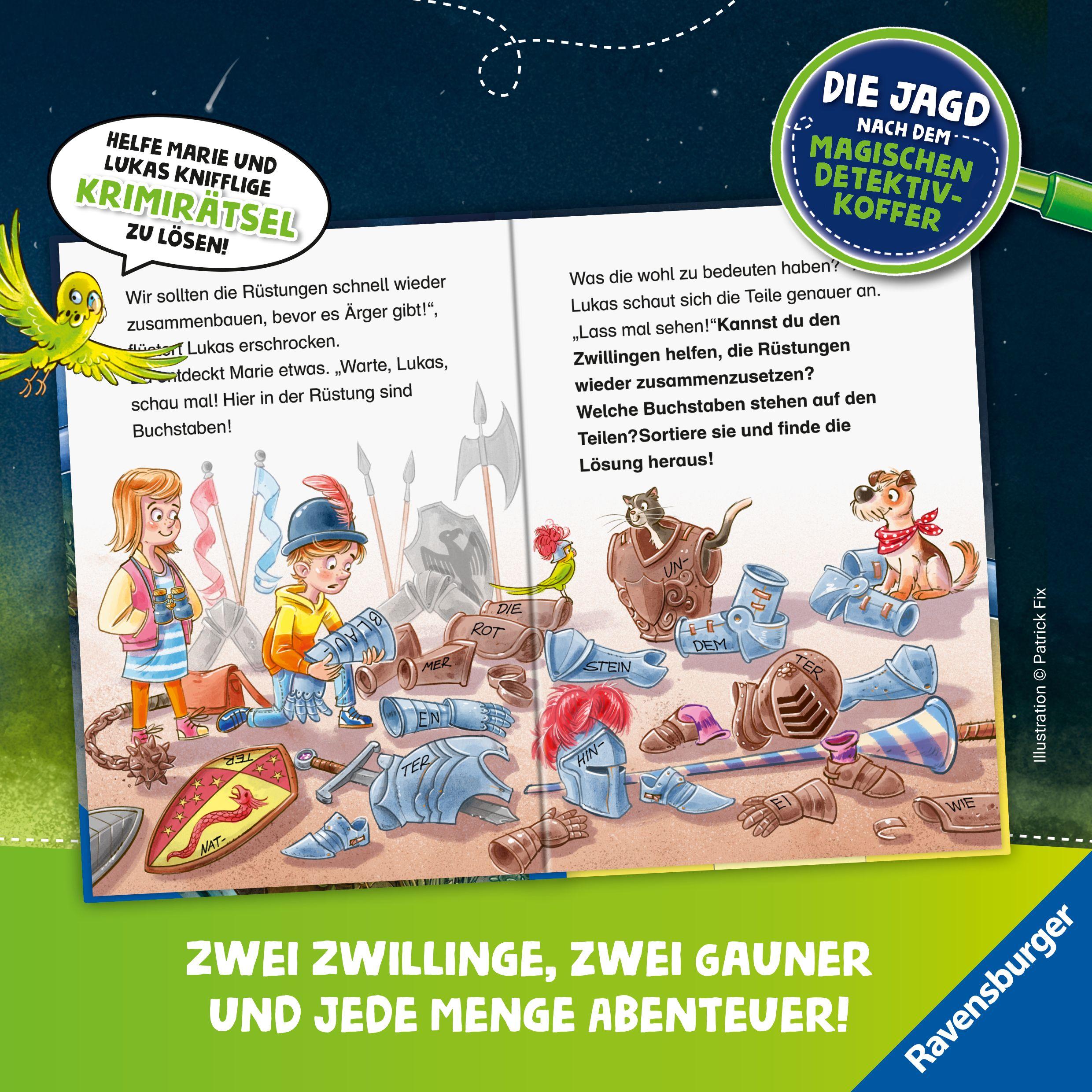 Beispielinhalt (Bild) Die Jagd nach dem magischen Detektivkoffer, Band 4 - Achtung, Raubritter!