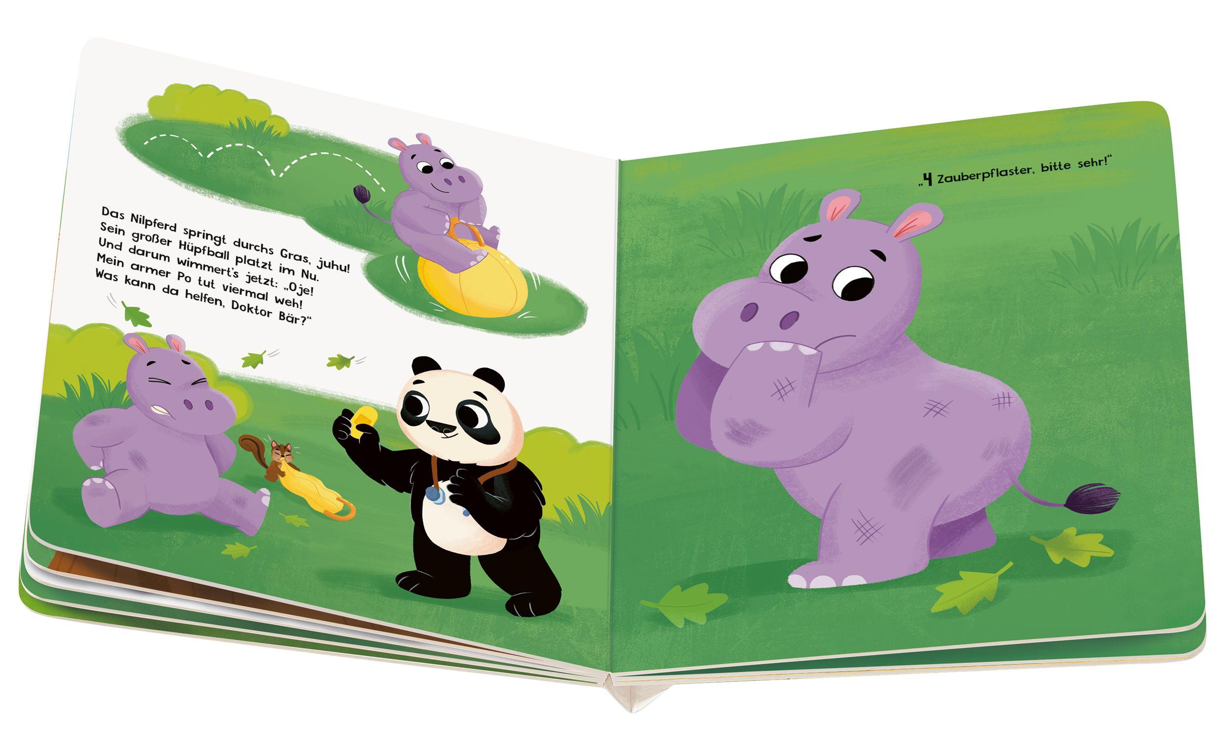 Beispielinhalt (Bild) Play+ Mein lustiges Spielbuch Pflaster her, sagt Doktor Bär - ab 2 Jahre