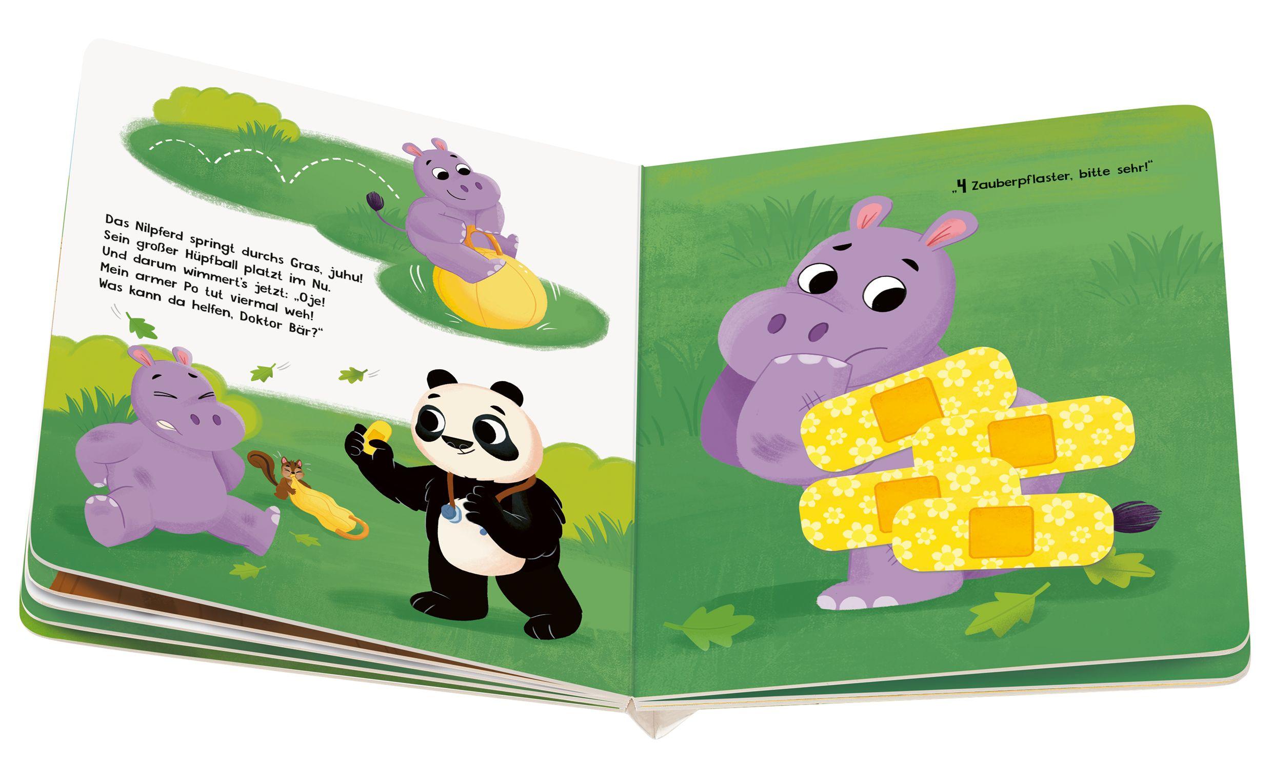 Beispielinhalt (Bild) Play+ Mein lustiges Spielbuch Pflaster her, sagt Doktor Bär - ab 2 Jahre