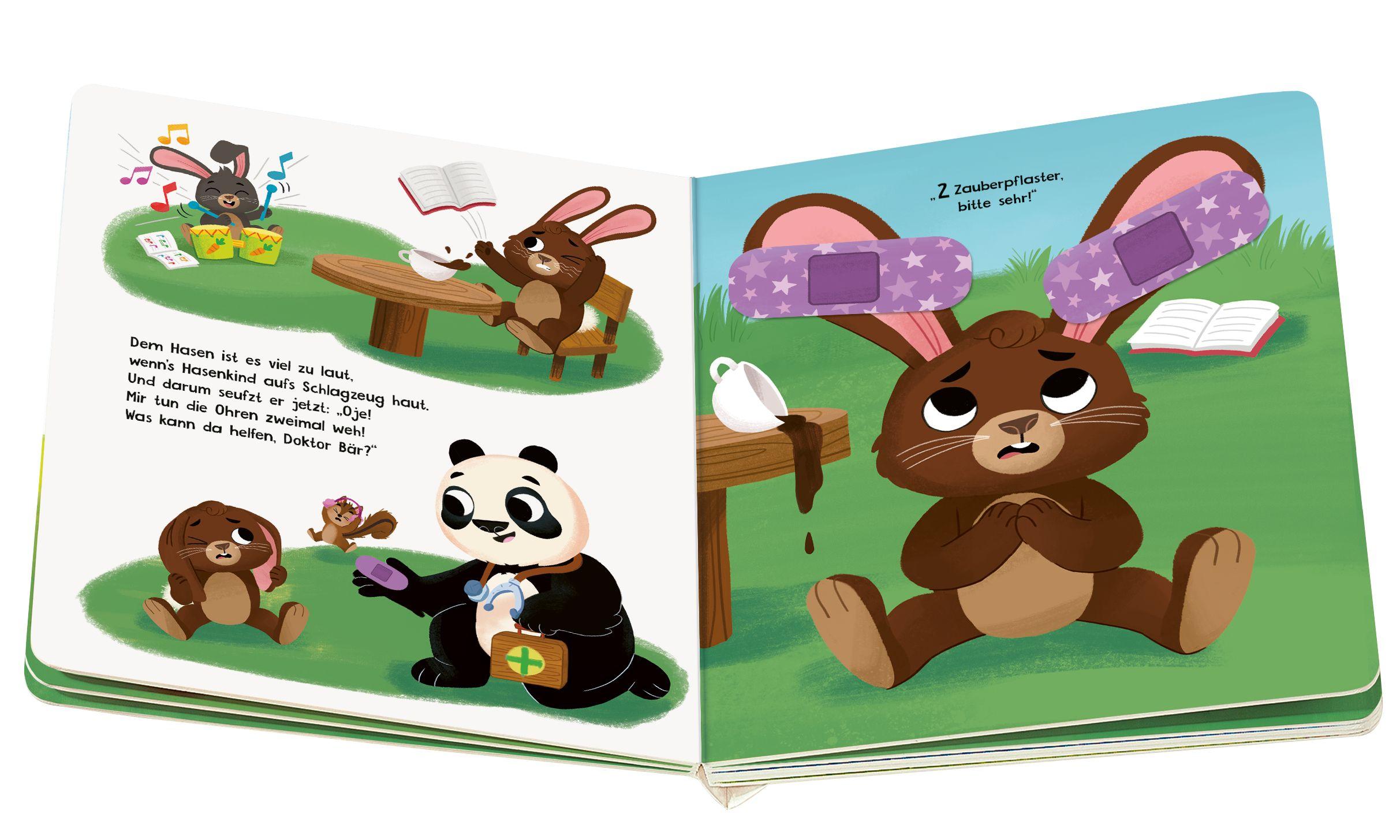 Beispielinhalt (Bild) Play+ Mein lustiges Spielbuch Pflaster her, sagt Doktor Bär - ab 2 Jahre
