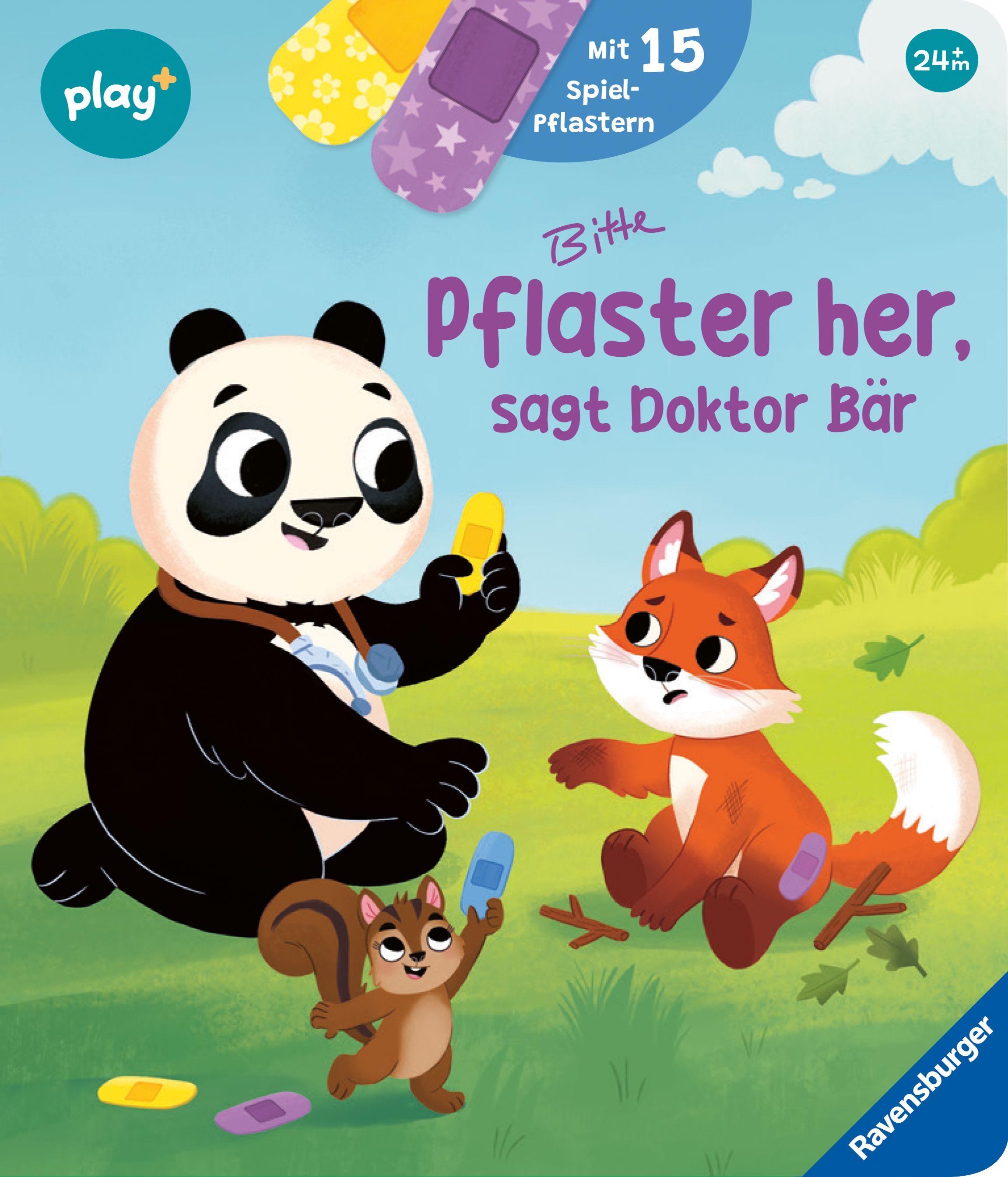 Vorderes Coverbild Play+ Mein lustiges Spielbuch Pflaster her, sagt Doktor Bär - ab 2 Jahre