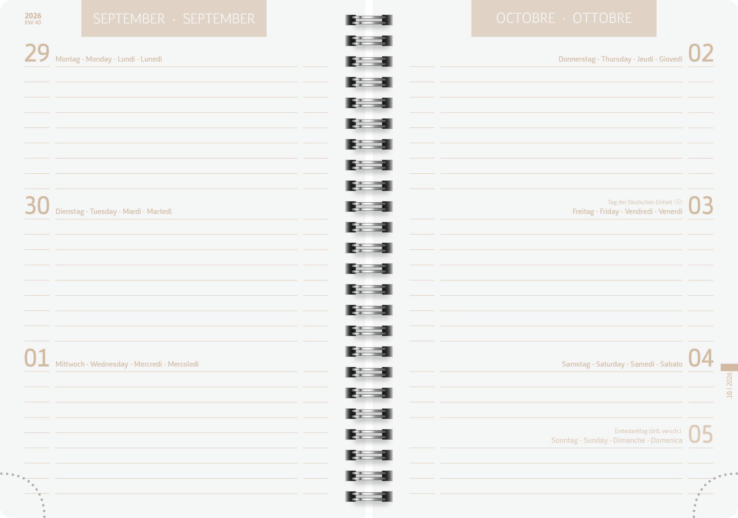 Beispielinhalt (Bild) Schülerkalender 2026/2027 "Naturality" | A5, Textil