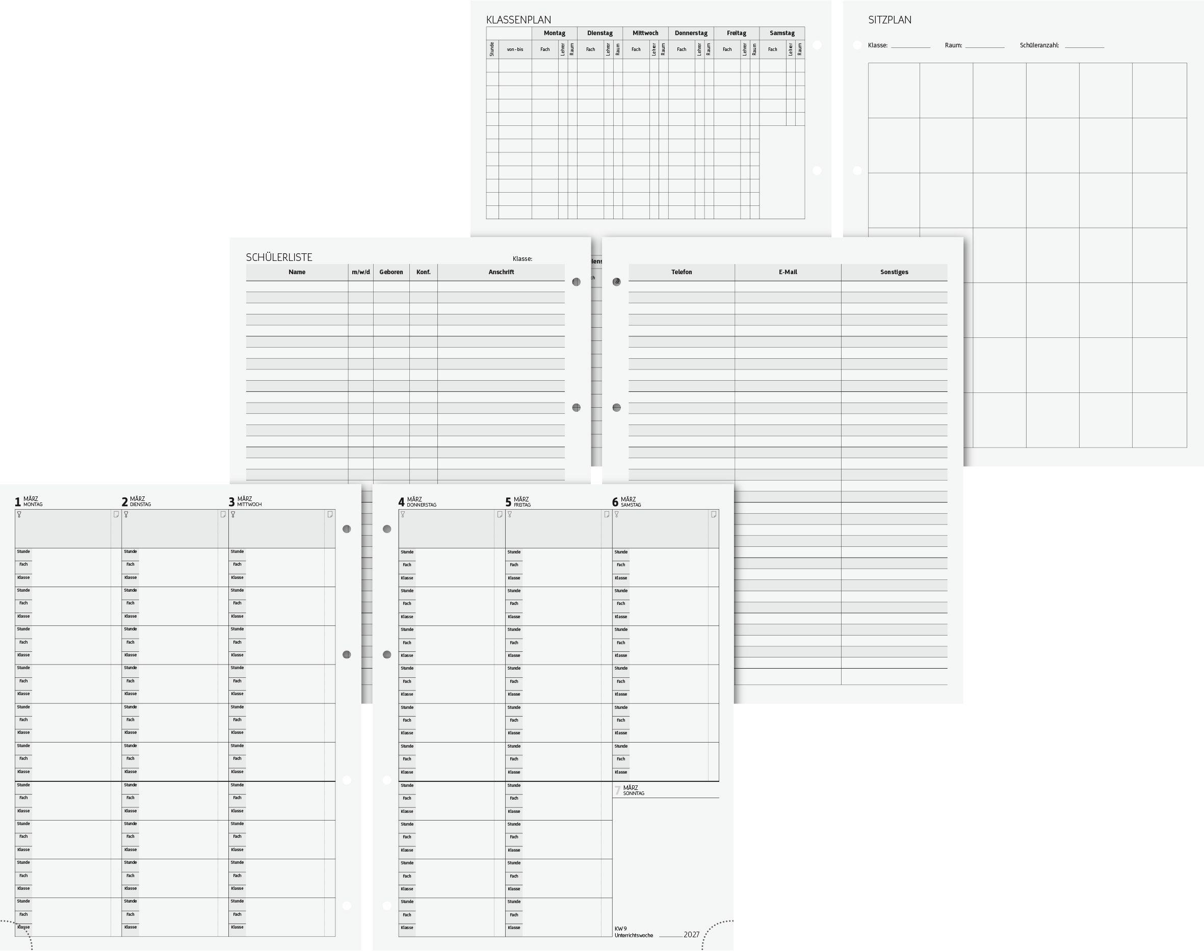 Beispielinhalt (Bild) Ringbuch-Kalender mit Einlage 2026/2027 | A4+, Kunststoff, schwarz
