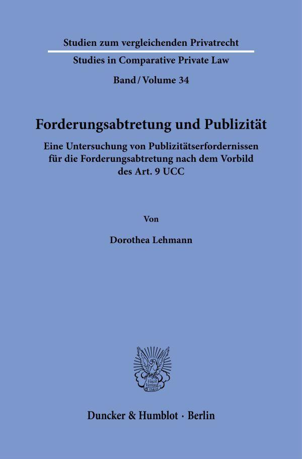 Vorderes Coverbild Forderungsabtretung und Publizität