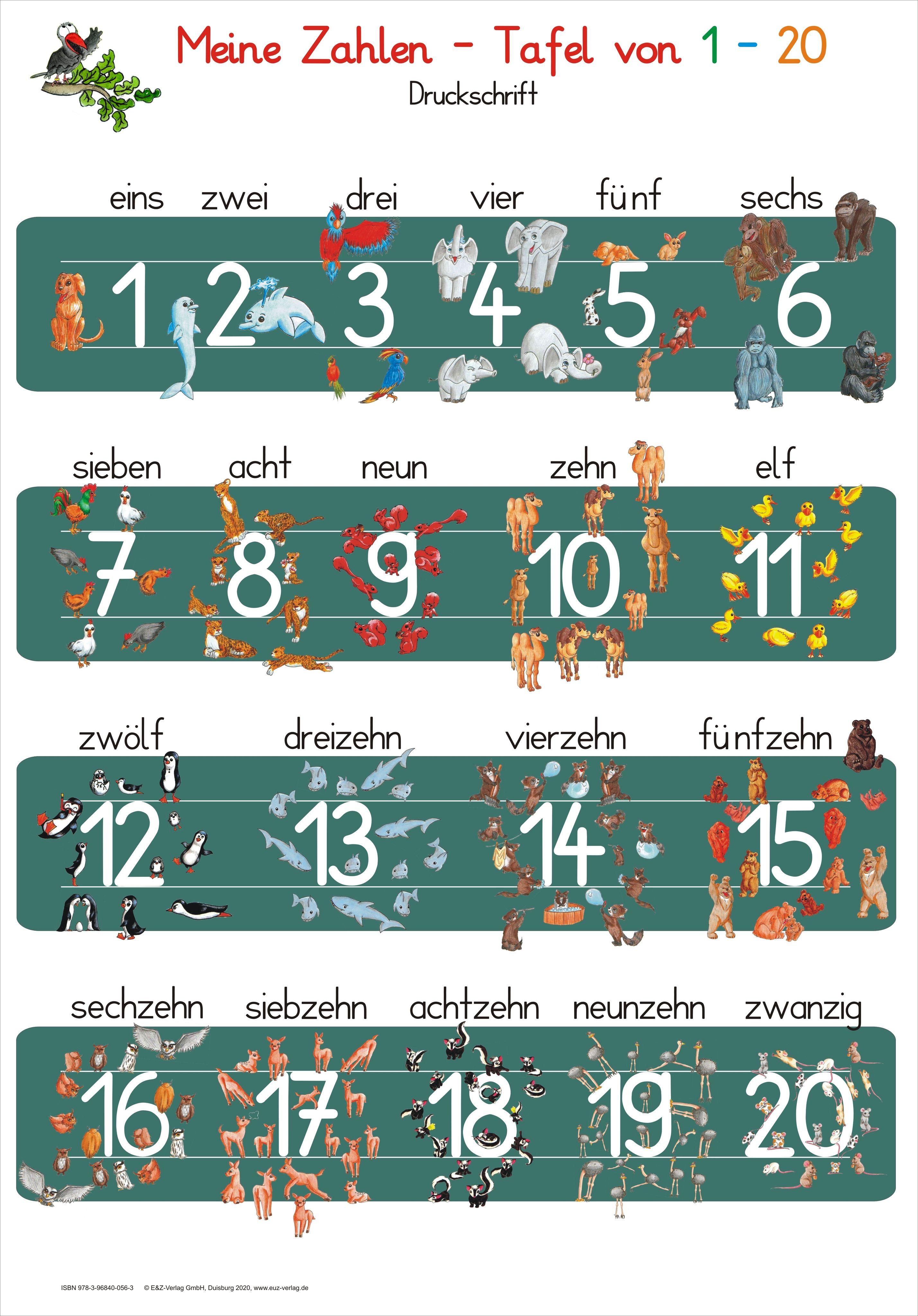 Vorderes Coverbild Meine Zahlen-Tafel von 1-20 Druckschrift