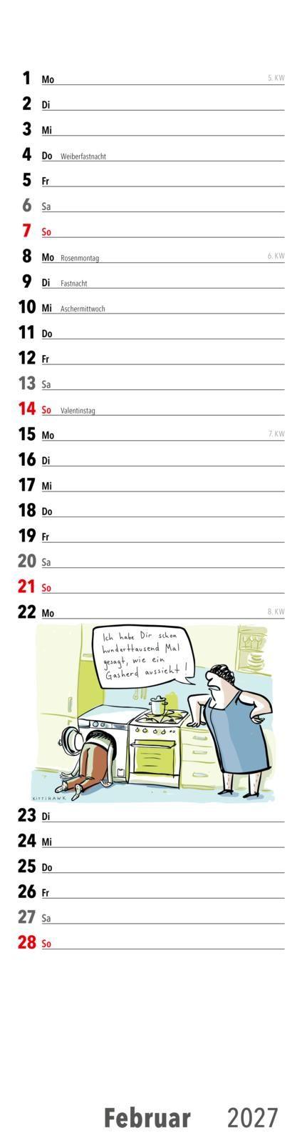 Beispielinhalt (Bild) Fiese Bilder Streifenkalender 2027: Monatskalender für die Wand