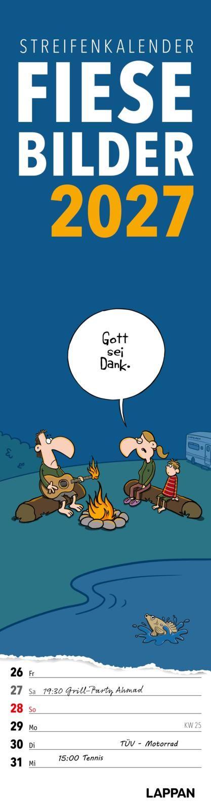 Vorderes Coverbild Fiese Bilder Streifenkalender 2027: Monatskalender für die Wand