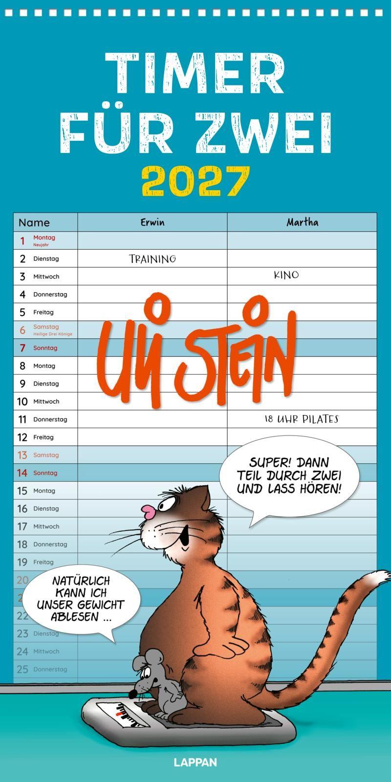 Vorderes Coverbild Uli Stein Timer für zwei 2027: Monatskalender für die Wand