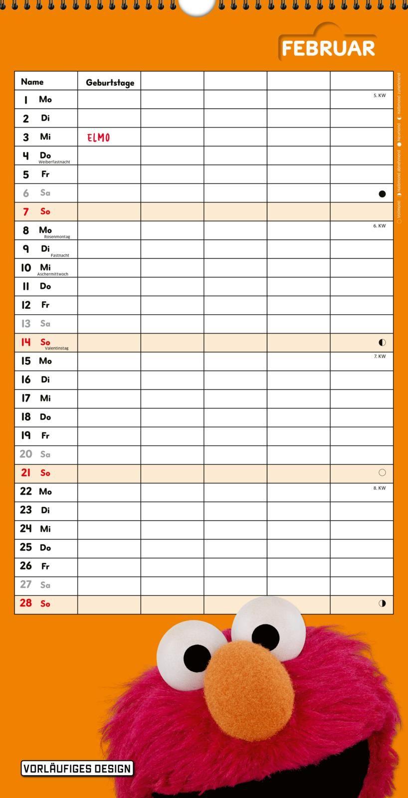 Beispielinhalt (Bild) Sesamstraße Familienkalender 2027