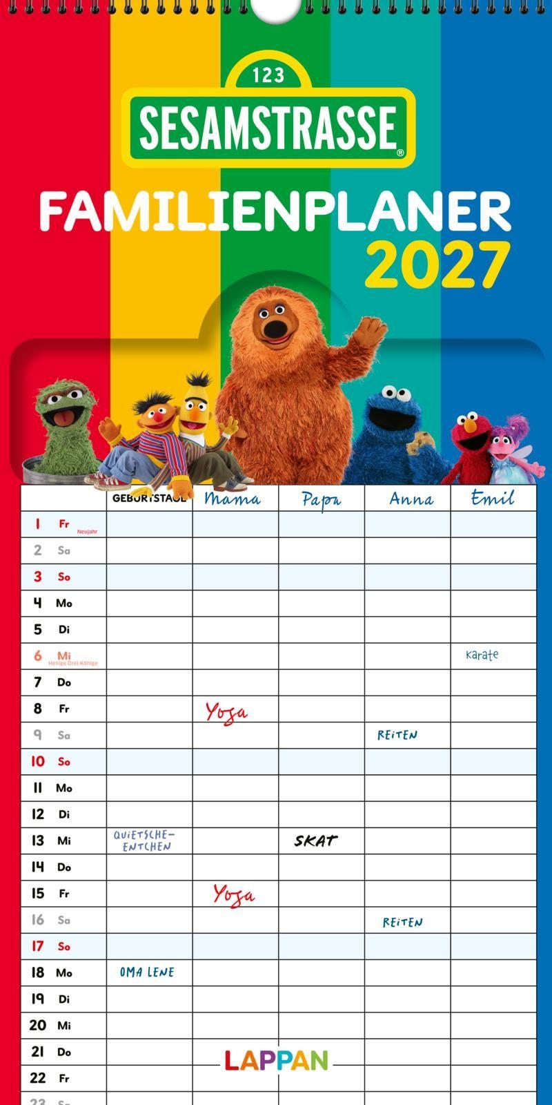 Vorderes Coverbild Sesamstraße Familienkalender 2027