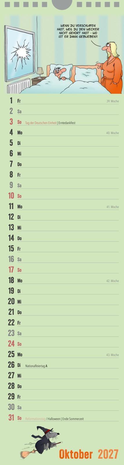Beispielinhalt (Bild) Uli Stein Streifenkalender 2027: Monatskalender für die Wand