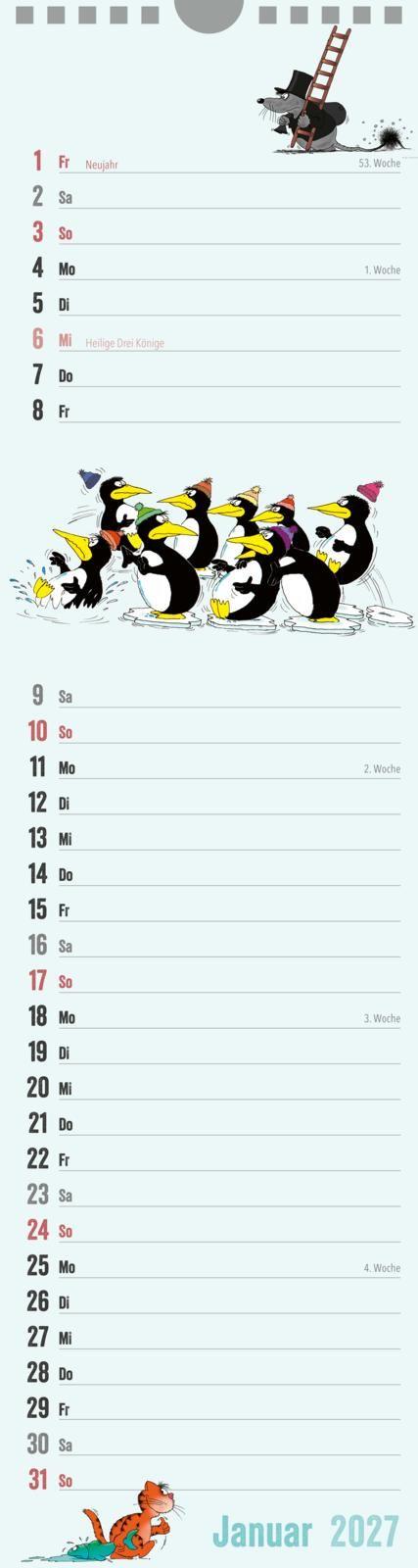 Beispielinhalt (Bild) Uli Stein Streifenkalender 2027: Monatskalender für die Wand