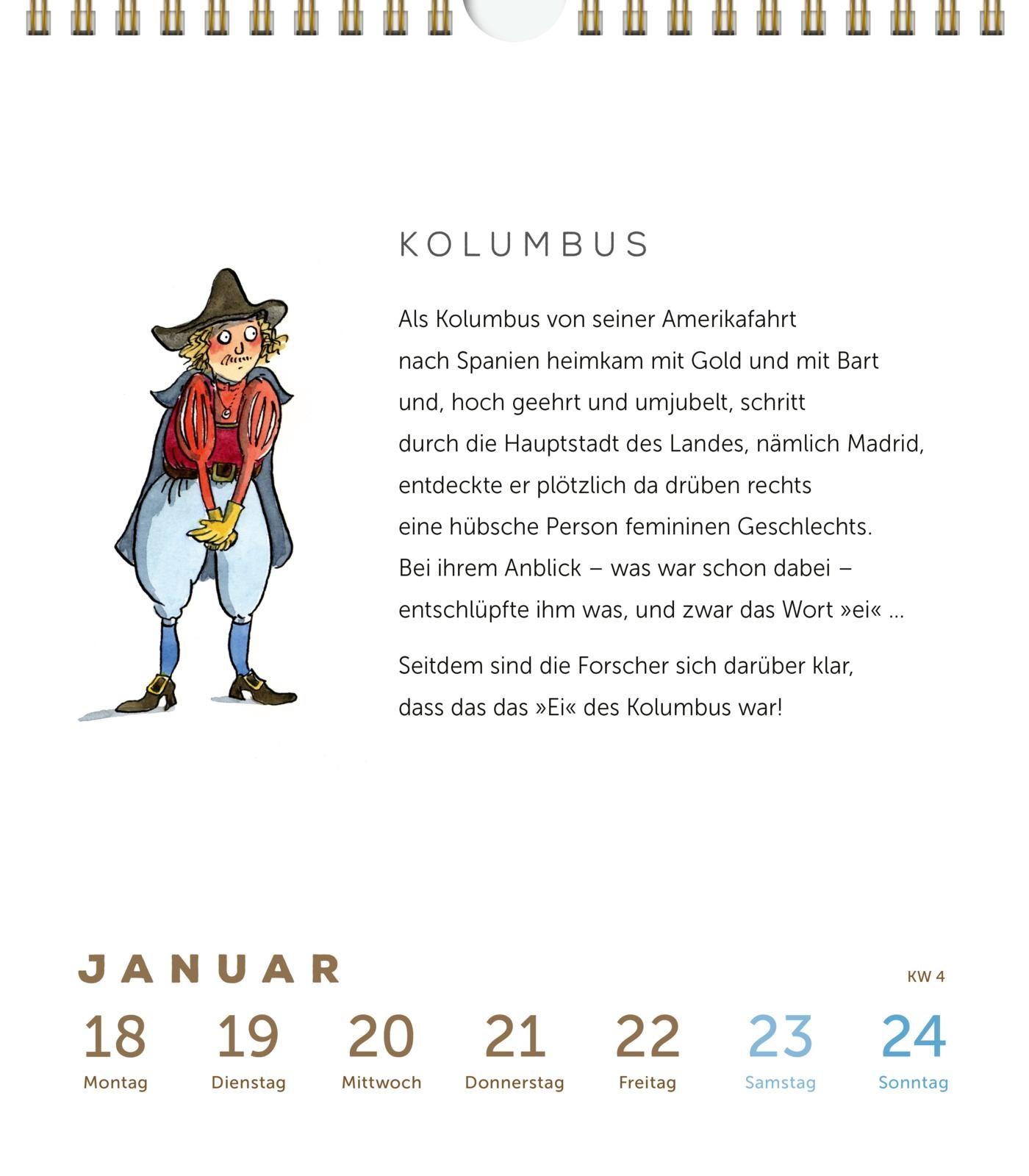 Beispielinhalt (Bild) Heinz Erhardt: Literarischer Wochenkalender 2027