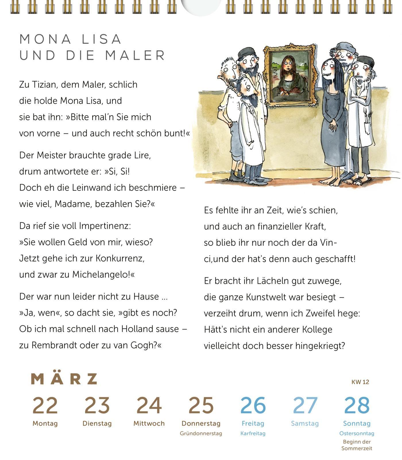 Beispielinhalt (Bild) Heinz Erhardt: Literarischer Wochenkalender 2027