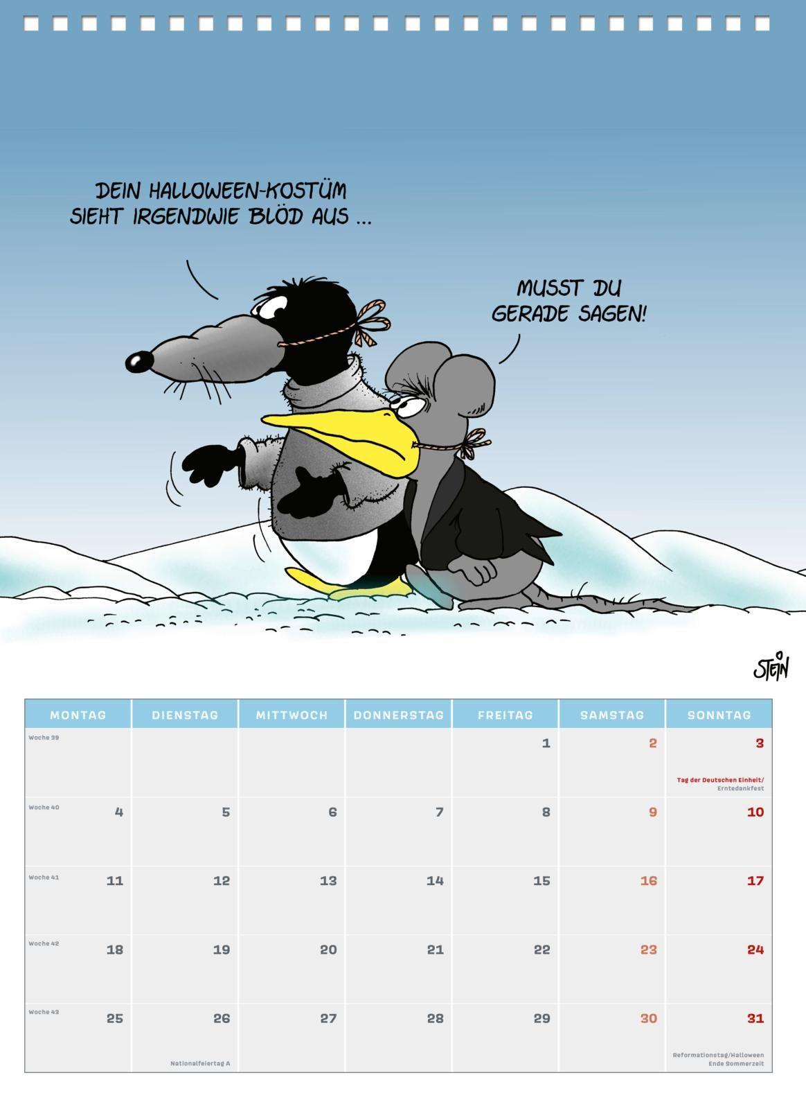 Beispielinhalt (Bild) Uli Stein Tierische Zeiten 2027: Monatskalender für die Wand