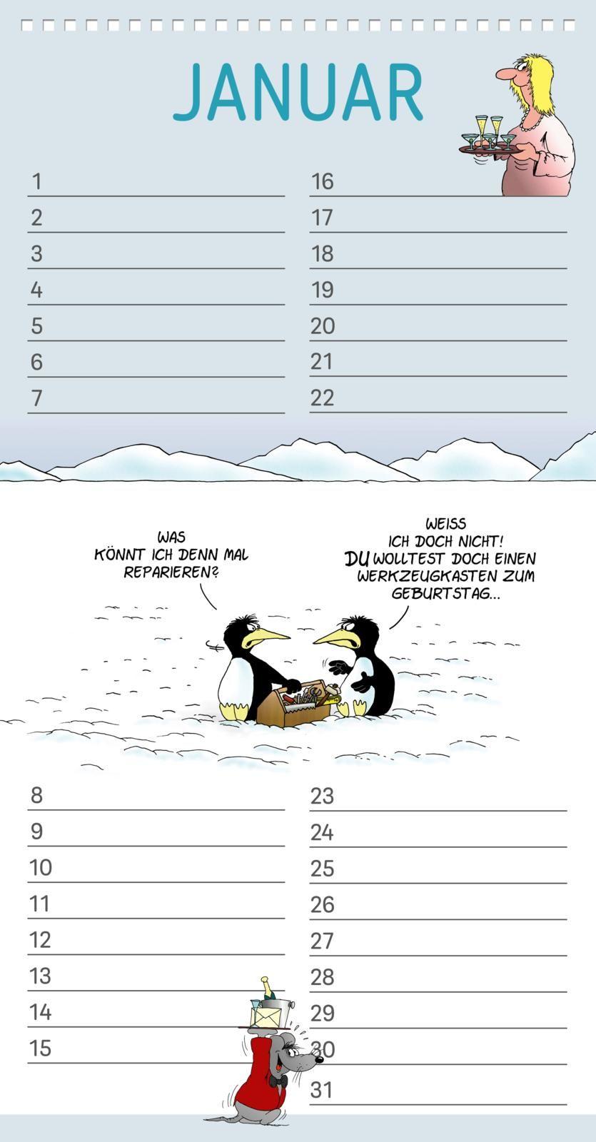 Beispielinhalt (Bild) Uli Stein Geburtstagskalender 2027: Wandkalender