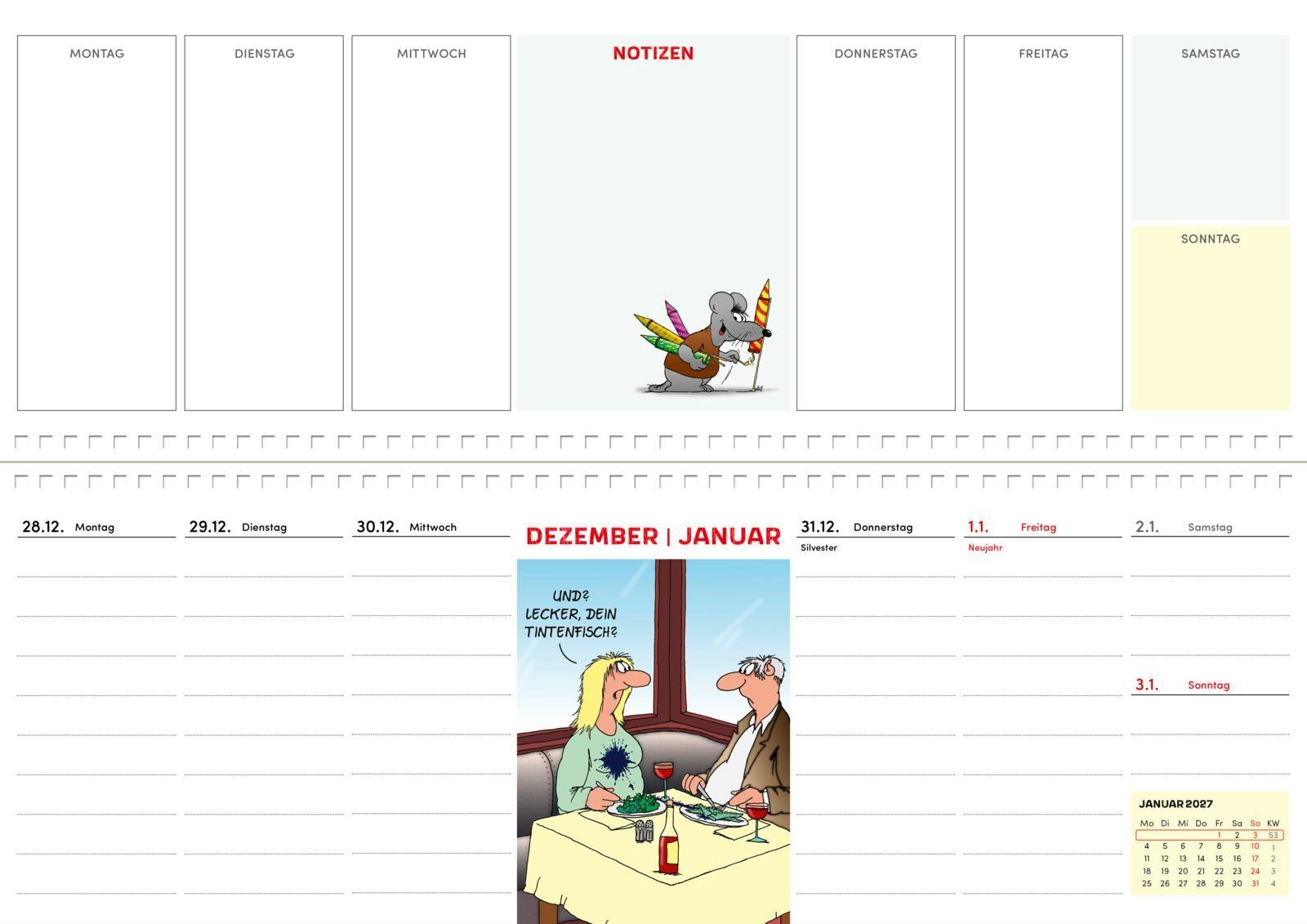 Beispielinhalt (Bild) Uli Stein Wochenplaner 2027: Tischkalender