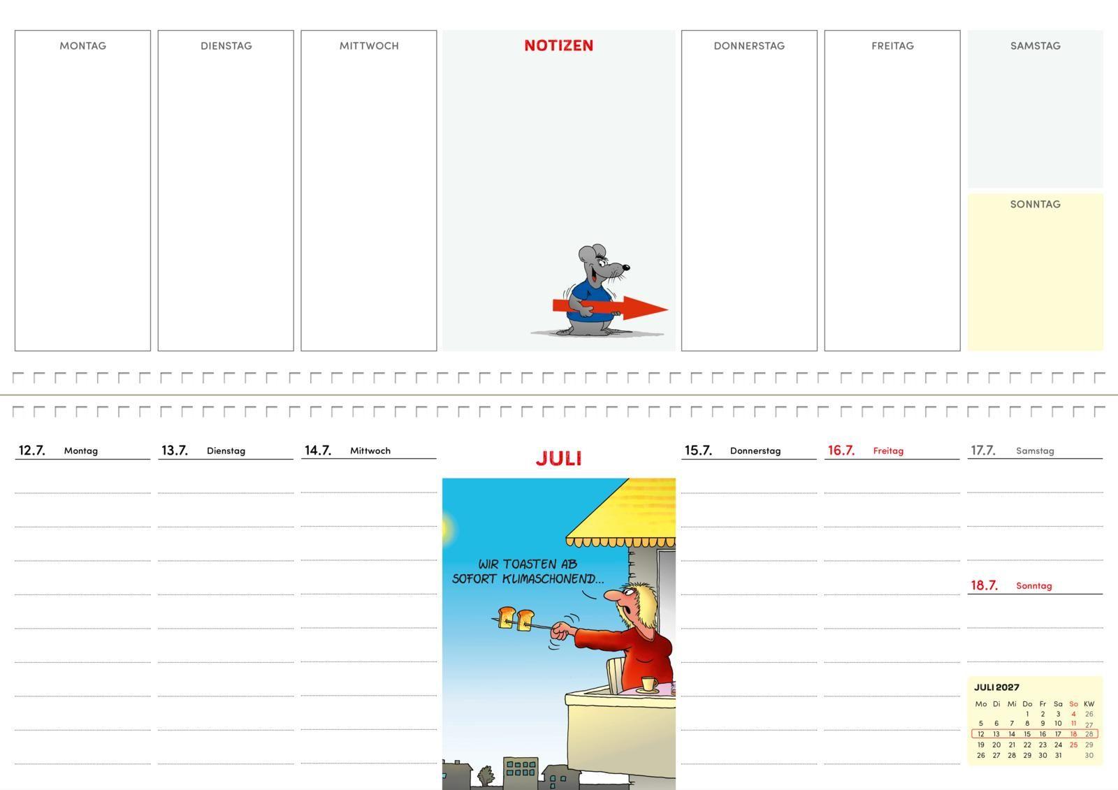 Beispielinhalt (Bild) Uli Stein Wochenplaner 2027: Tischkalender