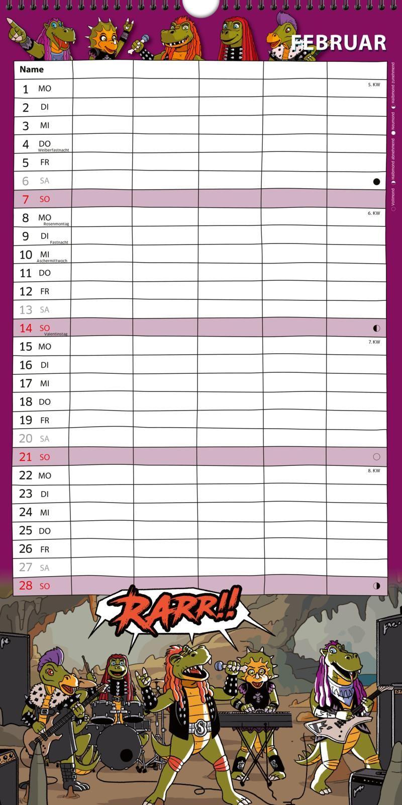 Beispielinhalt (Bild) HeavySaurus Familienkalender 2027