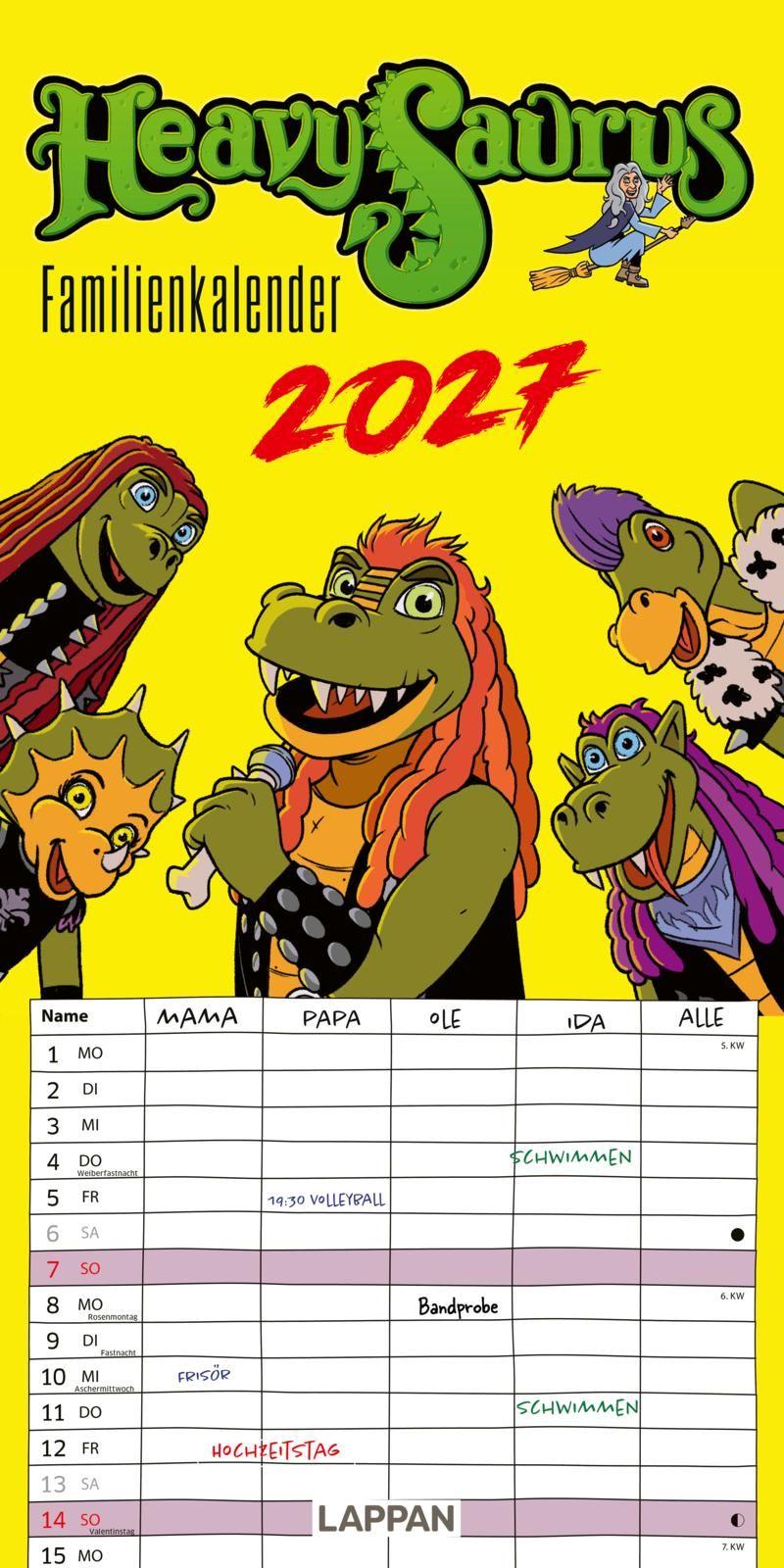 Vorderes Coverbild HeavySaurus Familienkalender 2027