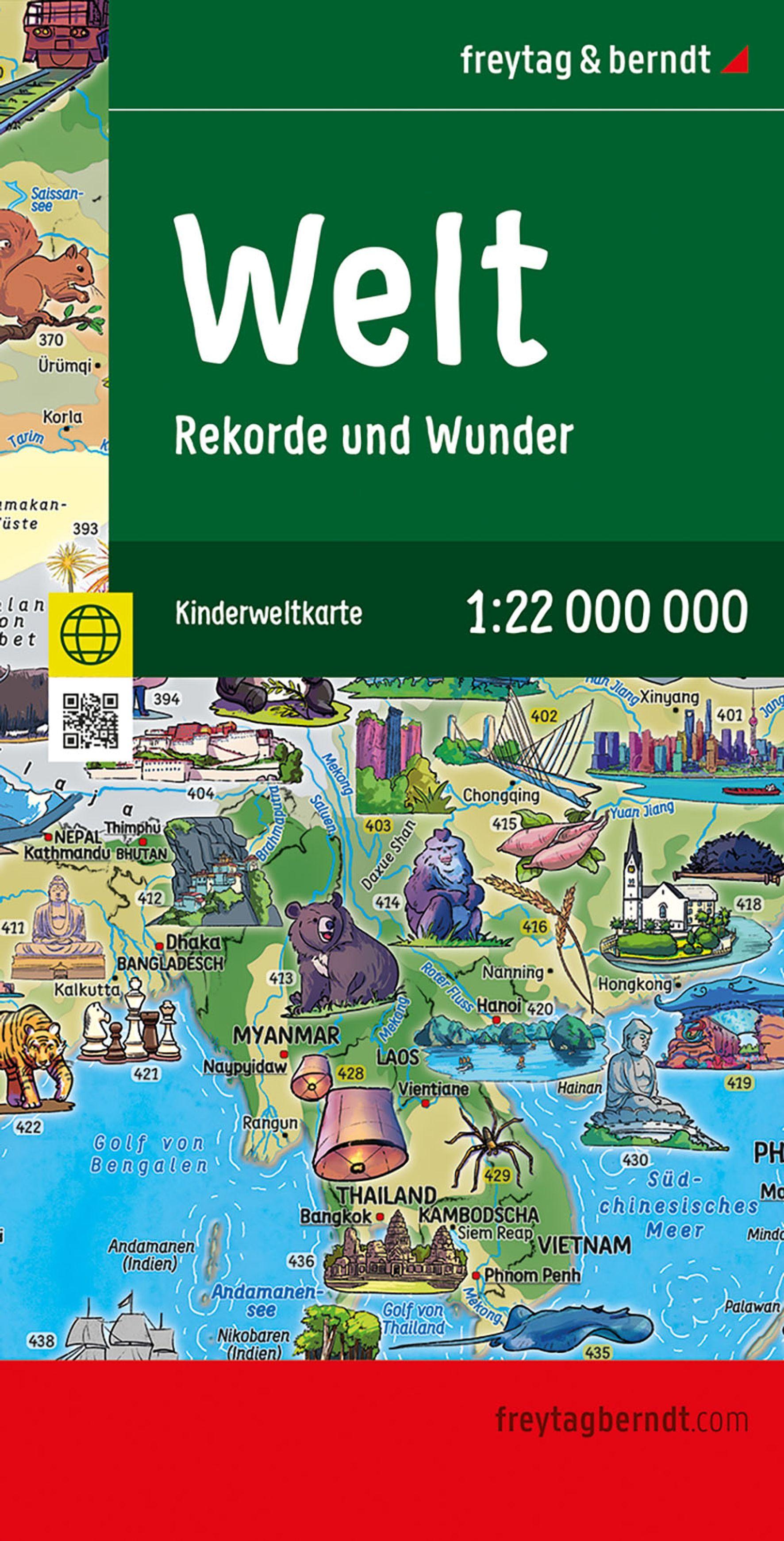 Vorderes Coverbild freytag & berndt Straßenkarte Weltkarte für Kinder 1:22 Mio.