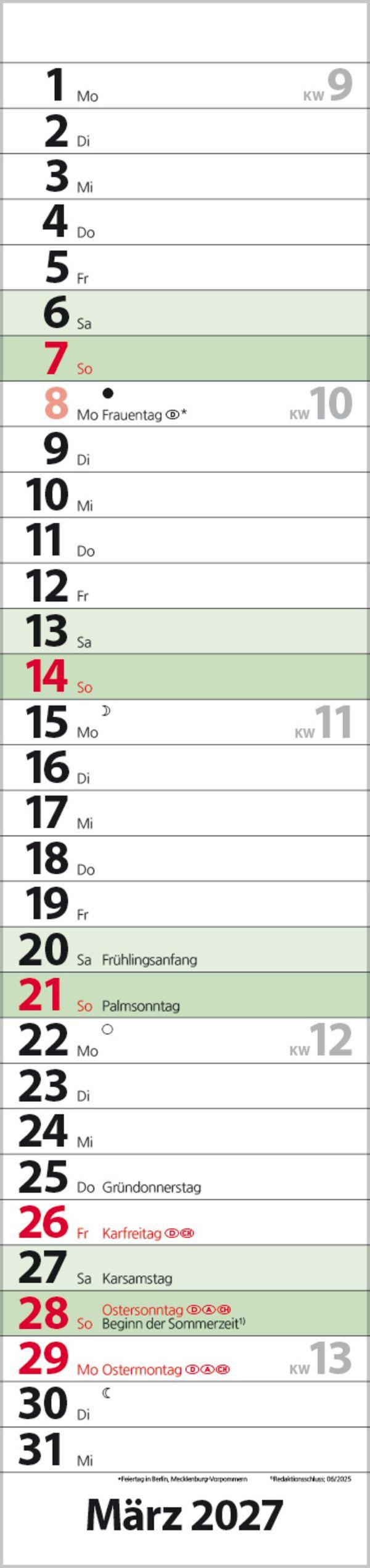 Beispielinhalt (Bild) Streifenplaner Compact Dunkelgrün Recyclingpapier