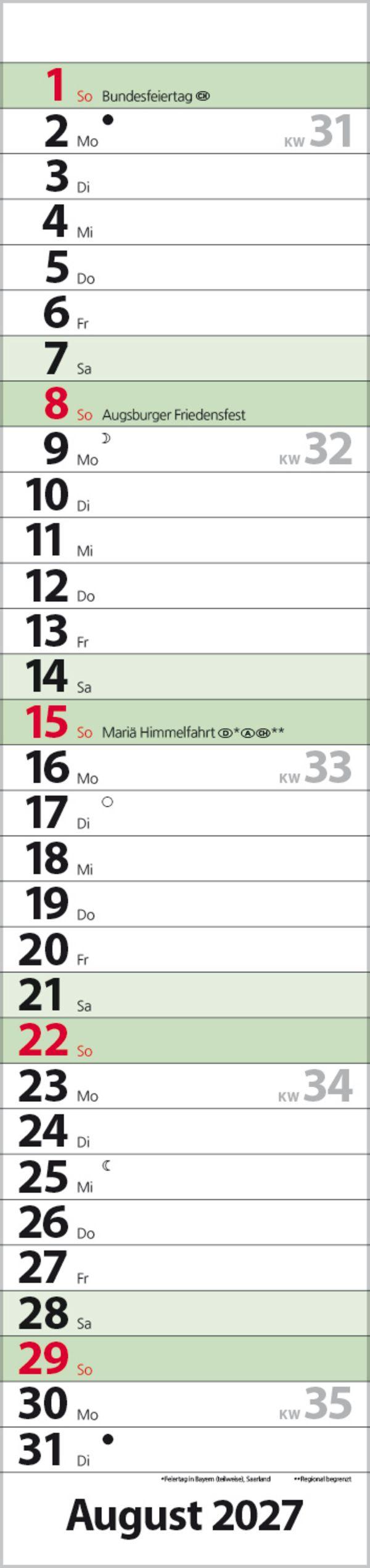 Beispielinhalt (Bild) Streifenplaner Compact Dunkelgrün Recyclingpapier