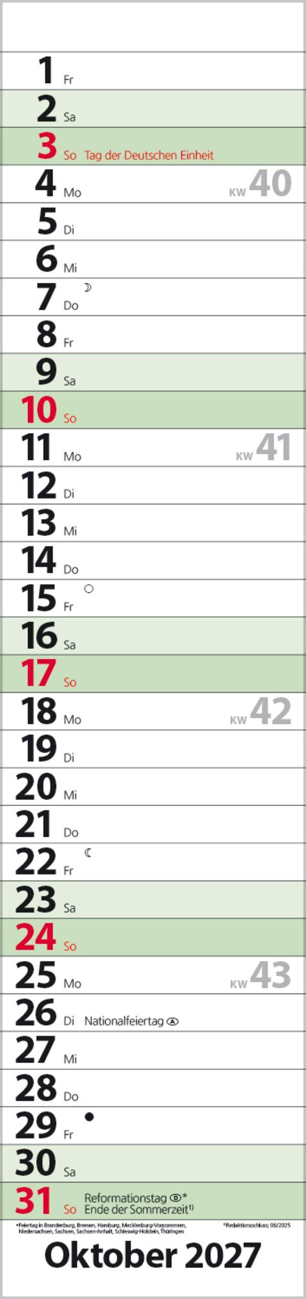 Beispielinhalt (Bild) Streifenplaner Compact Dunkelgrün Recyclingpapier