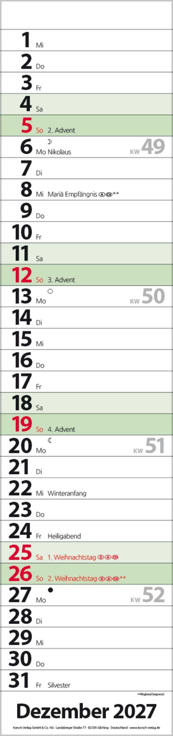 Beispielinhalt (Bild) Streifenplaner Compact Dunkelgrün Recyclingpapier