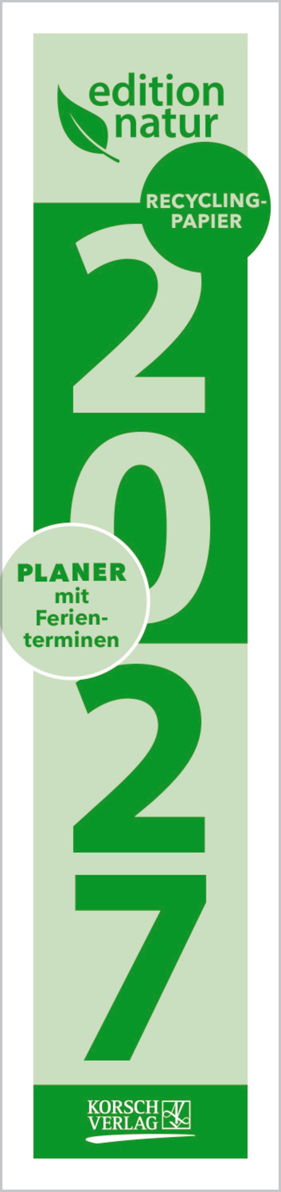 Vorderes Coverbild Streifenplaner Compact Dunkelgrün Recyclingpapier