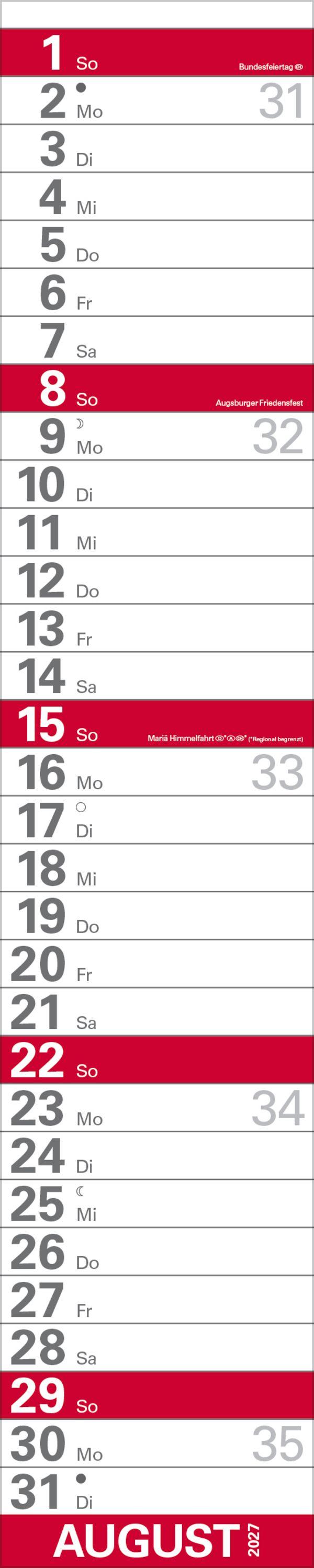 Beispielinhalt (Bild) XXL Planer Großdruck rot 2027