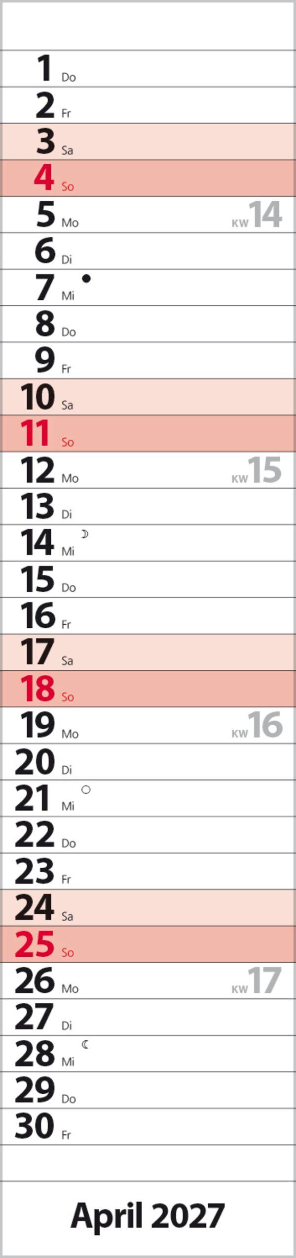 Beispielinhalt (Bild) Streifenplaner Compact Rot 2027