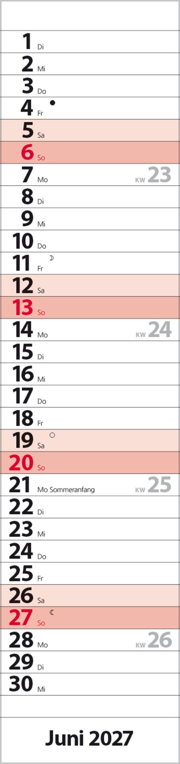 Beispielinhalt (Bild) Streifenplaner Compact Rot 2027