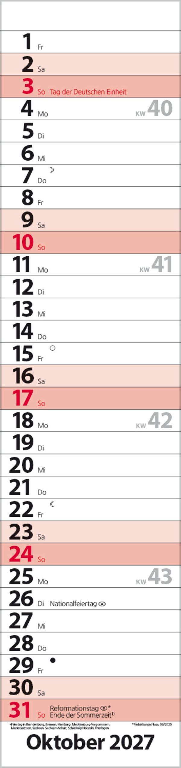 Beispielinhalt (Bild) Streifenplaner Compact Rot 2027