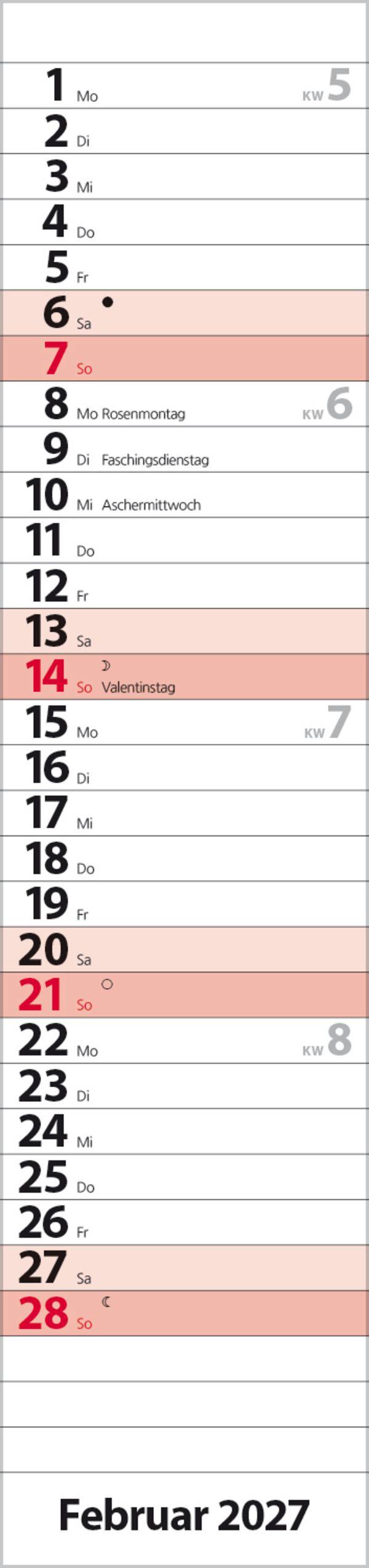 Beispielinhalt (Bild) Streifenplaner Compact Rot 2027