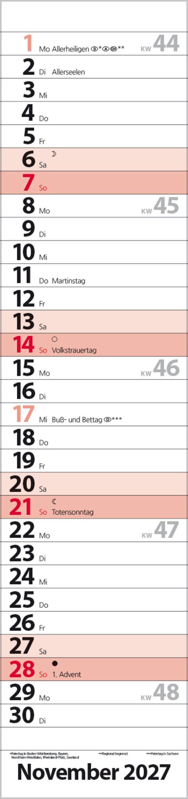 Beispielinhalt (Bild) Streifenplaner Compact Rot 2027