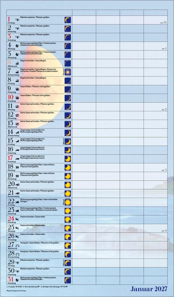 Beispielinhalt (Bild) Mond-Familientimer 2027