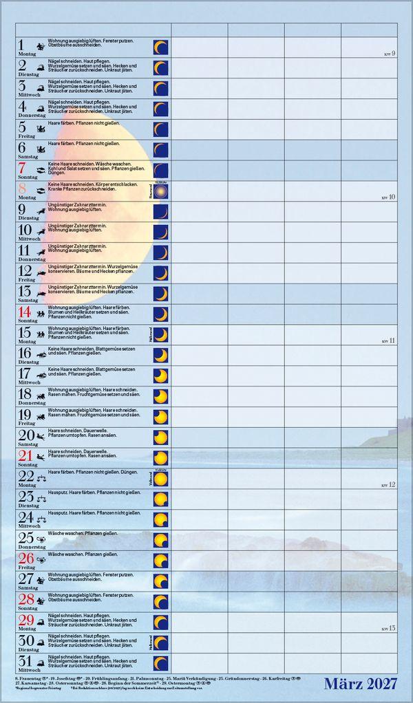 Beispielinhalt (Bild) Mond-Familientimer 2027