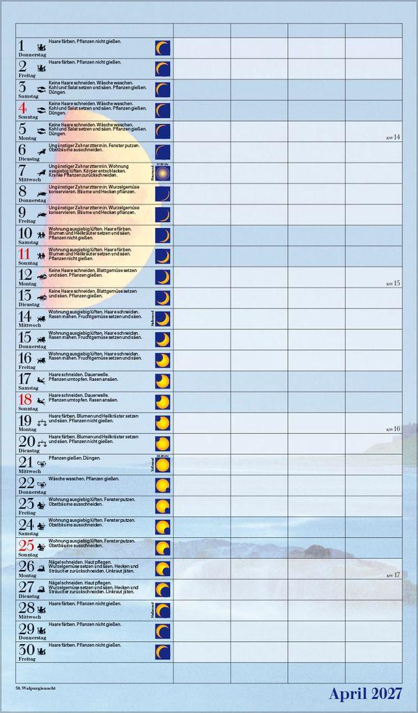 Beispielinhalt (Bild) Mond-Familientimer 2027